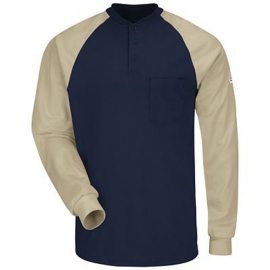 Long Sleeve Color-Block Tagless Henley Shirt - EXCEL FR