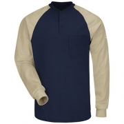 Long Sleeve Color-Block Tagless Henley Shirt - EXCEL FR